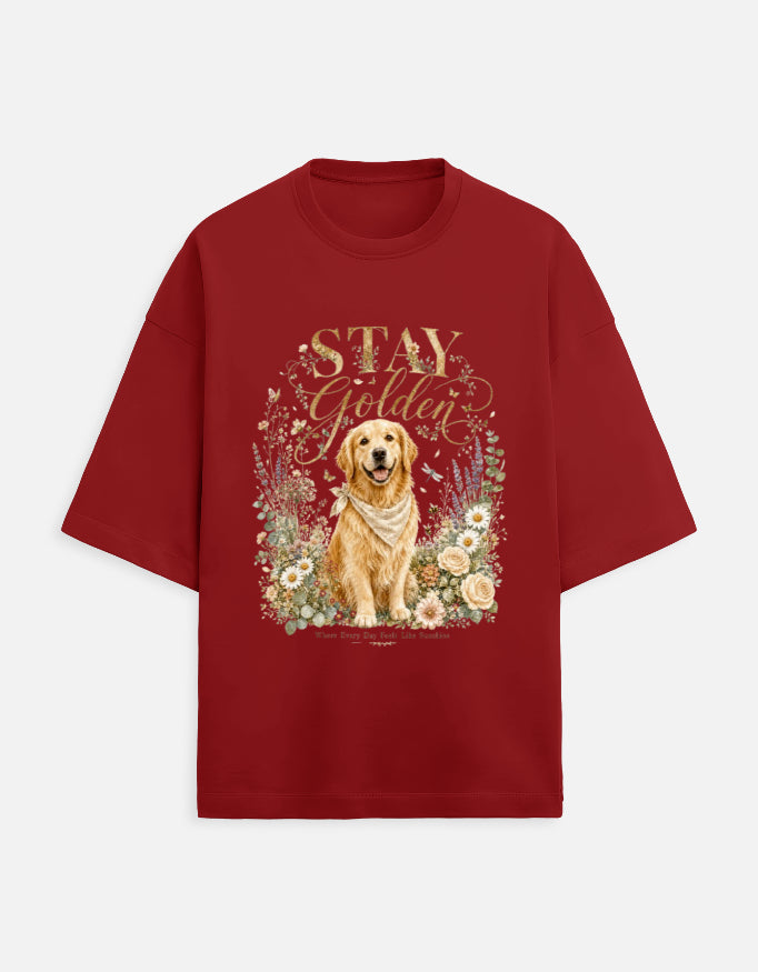 Stay Golden Shirt – Golden Retriever T-Shirt, Floral Dog Lover Tee, Cottagecore Golden Retriever Gift, Dog Mom Shirt