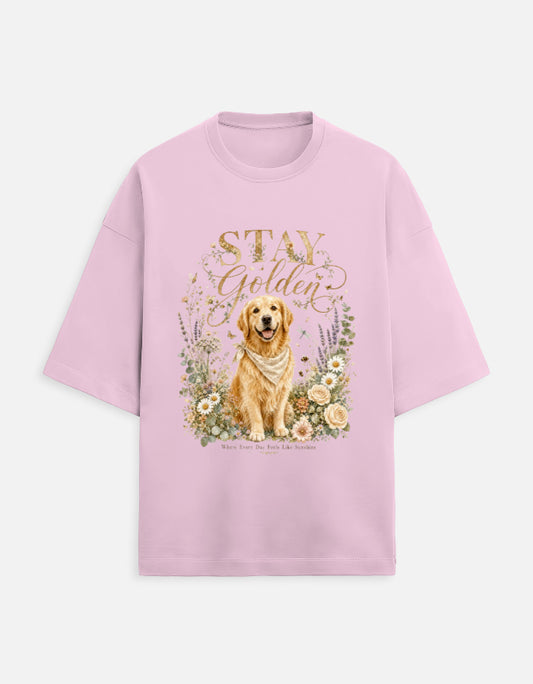Stay Golden Shirt – Golden Retriever T-Shirt, Floral Dog Lover Tee, Cottagecore Golden Retriever Gift, Dog Mom Shirt