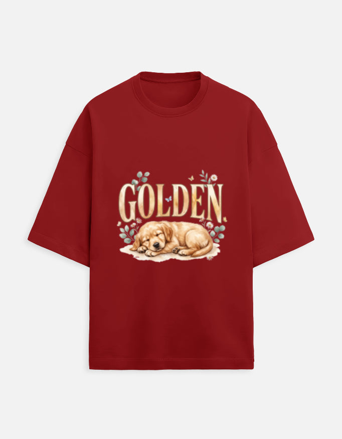 Golden Sleeping Puppy Shirt – Cute Golden Retriever T-Shirt, Floral Dog Lover Tee, Golden Retriever Gift, Dog Mom Shirt