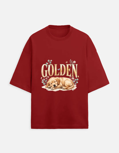 Golden Sleeping Puppy Shirt – Cute Golden Retriever T-Shirt, Floral Dog Lover Tee, Golden Retriever Gift, Dog Mom Shirt