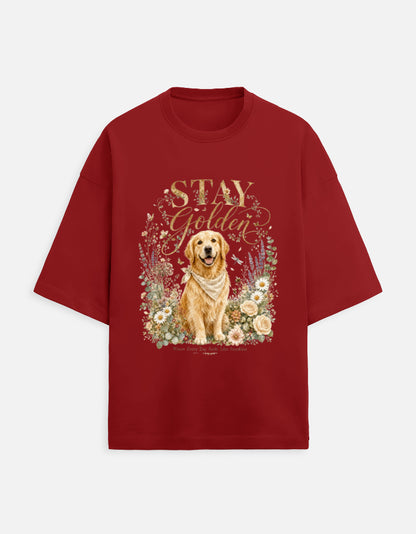 Stay Golden Shirt – Golden Retriever T-Shirt, Floral Dog Lover Tee, Cottagecore Golden Retriever Gift, Dog Mom Shirt