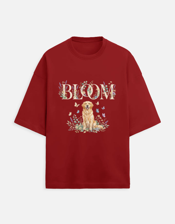 Bloom Golden Retriever Shirt – Floral Dog Lover T-Shirt, Cottagecore Golden Retriever Tee, Dog Mom Gift, Botanical Puppy Shirt