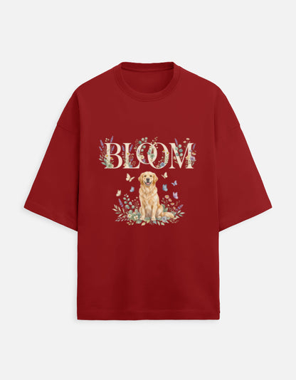 Bloom Golden Retriever Shirt – Floral Dog Lover T-Shirt, Cottagecore Golden Retriever Tee, Dog Mom Gift, Botanical Puppy Shirt