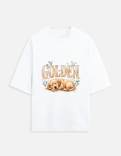 Golden Sleeping Puppy Shirt – Cute Golden Retriever T-Shirt, Floral Dog Lover Tee, Golden Retriever Gift, Dog Mom Shirt