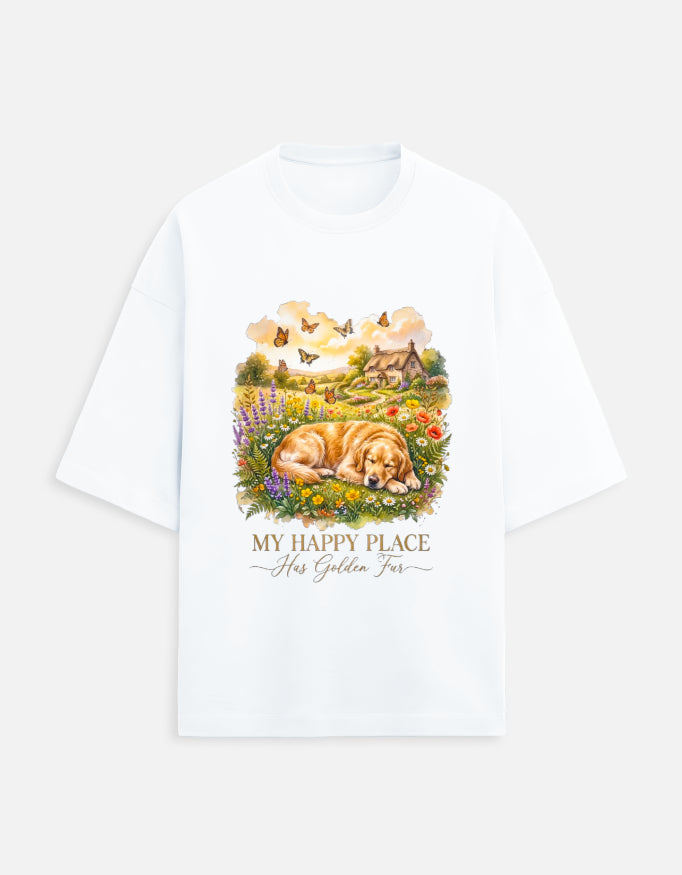 My Happy Place Has Golden Fur Shirt – Golden Retriever T-Shirt