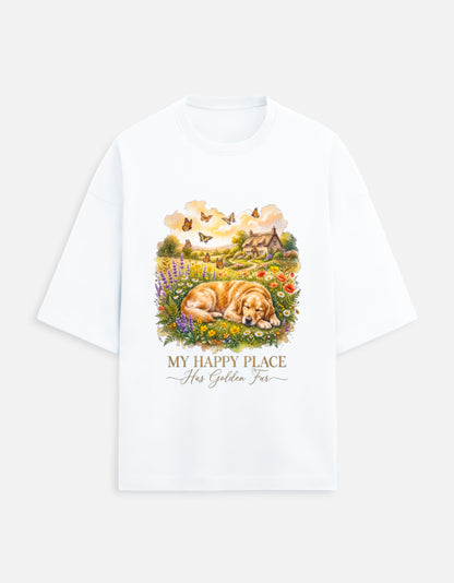 My Happy Place Has Golden Fur Shirt – Golden Retriever T-Shirt