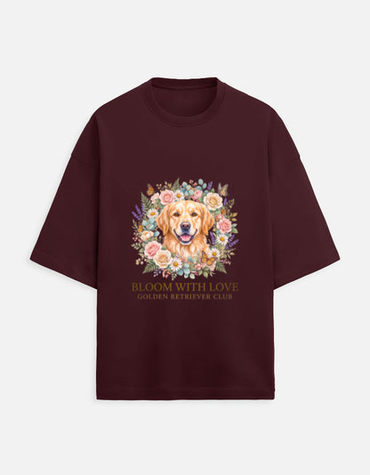Bloom With Love Golden Retriever Club T-Shirt | Cute Dog Lover Graphic Tee | Unisex Cotton Printed Tshirt India