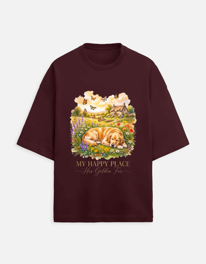 My Happy Place Has Golden Fur Shirt – Golden Retriever T-Shirt