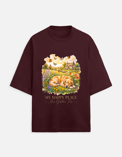 My Happy Place Has Golden Fur Shirt – Golden Retriever T-Shirt