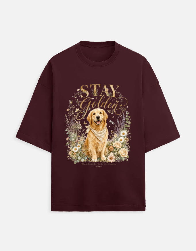 Stay Golden Shirt – Golden Retriever T-Shirt, Floral Dog Lover Tee, Cottagecore Golden Retriever Gift, Dog Mom Shirt