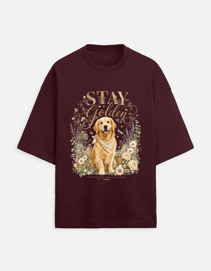 Stay Golden Shirt – Golden Retriever T-Shirt, Floral Dog Lover Tee, Cottagecore Golden Retriever Gift, Dog Mom Shirt