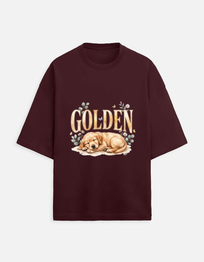 Golden Sleeping Puppy Shirt – Cute Golden Retriever T-Shirt, Floral Dog Lover Tee, Golden Retriever Gift, Dog Mom Shirt