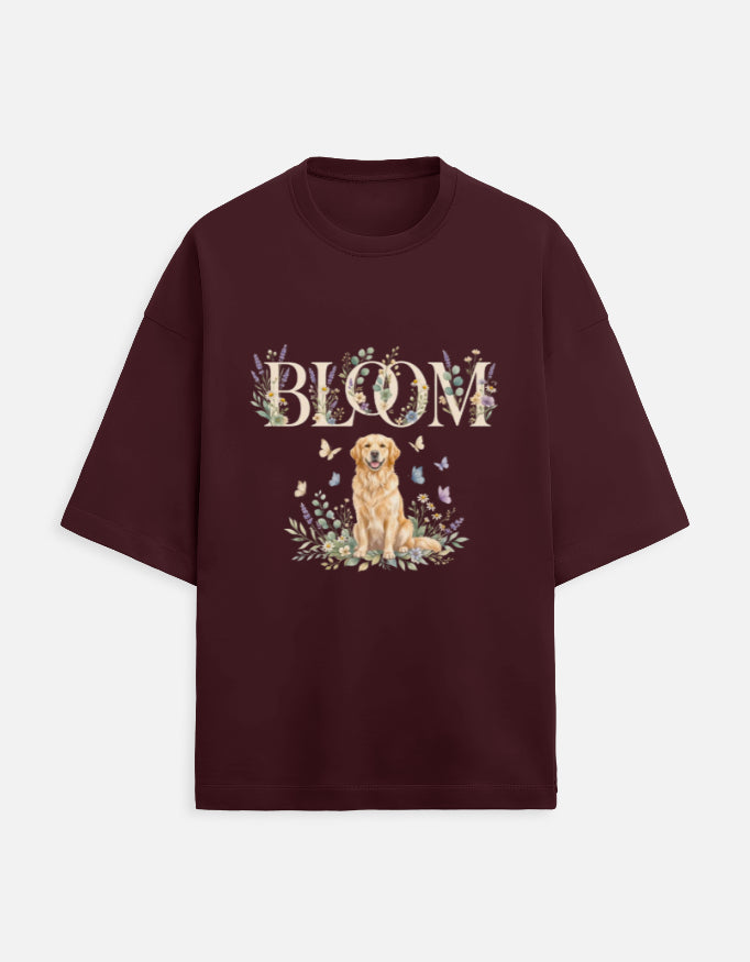 Bloom Golden Retriever Shirt – Floral Dog Lover T-Shirt, Cottagecore Golden Retriever Tee, Dog Mom Gift, Botanical Puppy Shirt