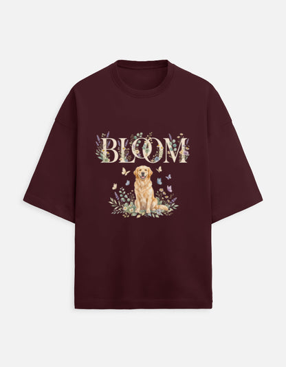 Bloom Golden Retriever Shirt – Floral Dog Lover T-Shirt, Cottagecore Golden Retriever Tee, Dog Mom Gift, Botanical Puppy Shirt