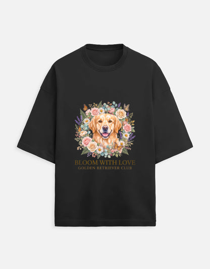 Bloom With Love Golden Retriever Club T-Shirt | Cute Dog Lover Graphic Tee | Unisex Cotton Printed Tshirt India
