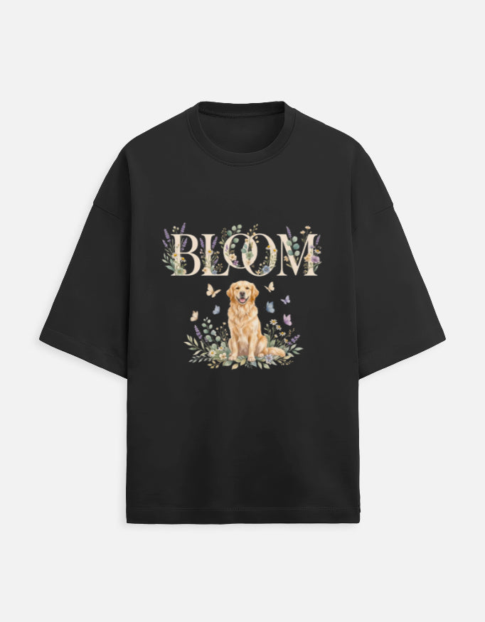 Bloom Golden Retriever Shirt – Floral Dog Lover T-Shirt, Cottagecore Golden Retriever Tee, Dog Mom Gift, Botanical Puppy Shirt