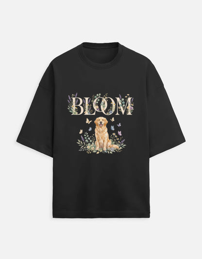 Bloom Golden Retriever Shirt – Floral Dog Lover T-Shirt, Cottagecore Golden Retriever Tee, Dog Mom Gift, Botanical Puppy Shirt