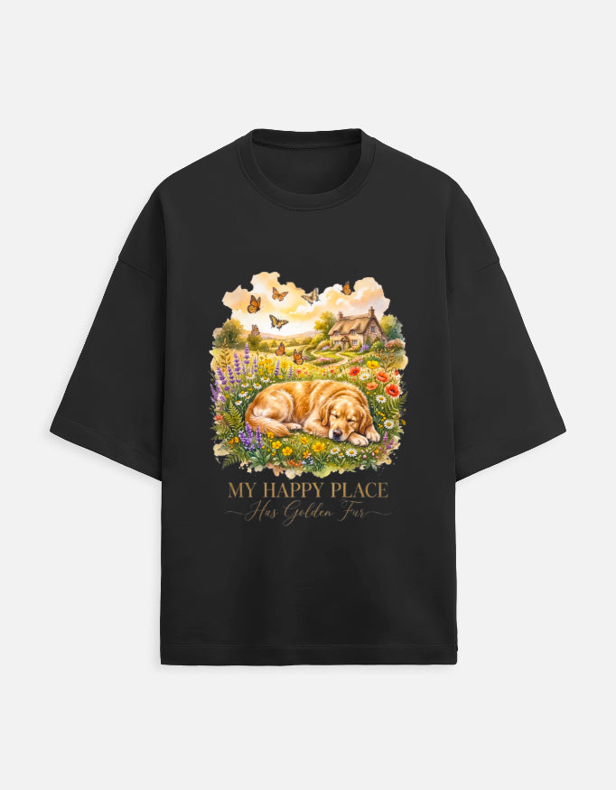 My Happy Place Has Golden Fur Shirt – Golden Retriever T-Shirt