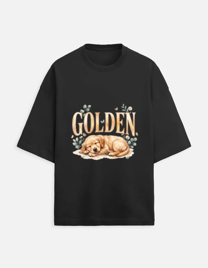 Golden Sleeping Puppy Shirt – Cute Golden Retriever T-Shirt, Floral Dog Lover Tee, Golden Retriever Gift, Dog Mom Shirt