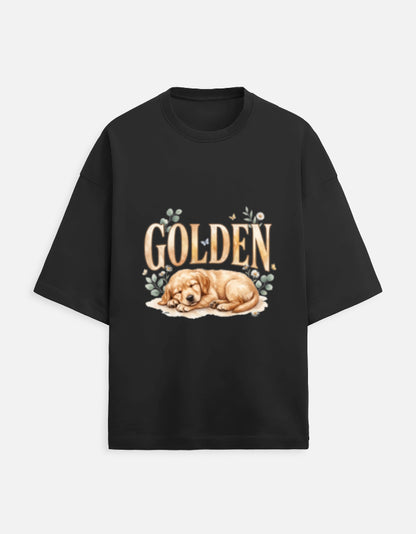 Golden Sleeping Puppy Shirt – Cute Golden Retriever T-Shirt, Floral Dog Lover Tee, Golden Retriever Gift, Dog Mom Shirt