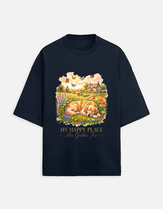 My Happy Place Has Golden Fur Shirt – Golden Retriever T-Shirt