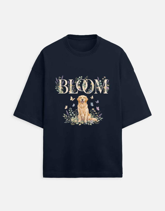 Bloom Golden Retriever Shirt – Floral Dog Lover T-Shirt, Cottagecore Golden Retriever Tee, Dog Mom Gift, Botanical Puppy Shirt
