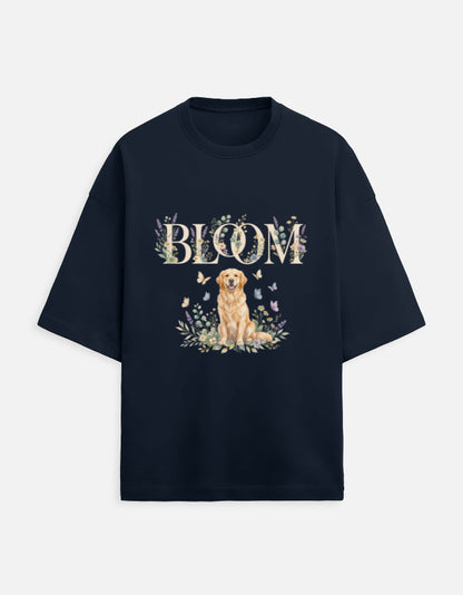 Bloom Golden Retriever Shirt – Floral Dog Lover T-Shirt, Cottagecore Golden Retriever Tee, Dog Mom Gift, Botanical Puppy Shirt