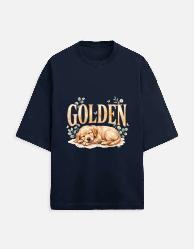 Golden Sleeping Puppy Shirt – Cute Golden Retriever T-Shirt, Floral Dog Lover Tee, Golden Retriever Gift, Dog Mom Shirt