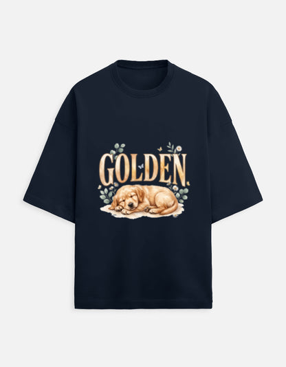 Golden Sleeping Puppy Shirt – Cute Golden Retriever T-Shirt, Floral Dog Lover Tee, Golden Retriever Gift, Dog Mom Shirt