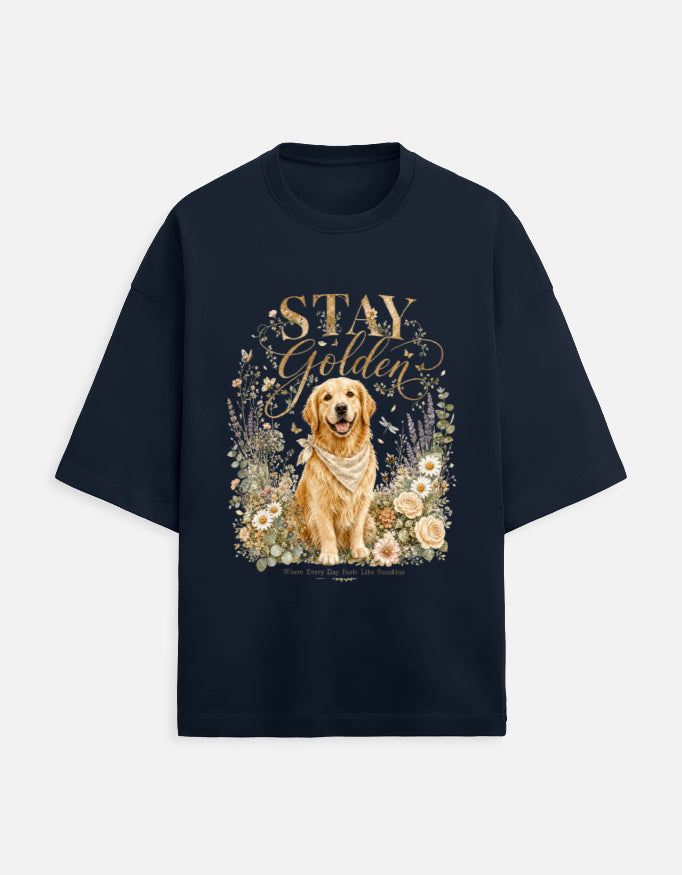 Stay Golden Shirt – Golden Retriever T-Shirt, Floral Dog Lover Tee, Cottagecore Golden Retriever Gift, Dog Mom Shirt