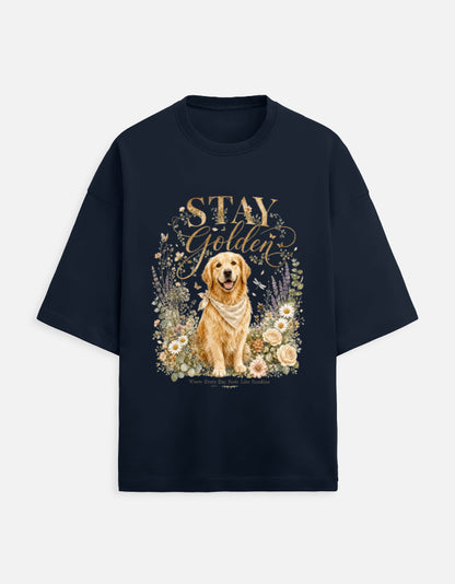 Stay Golden Shirt – Golden Retriever T-Shirt, Floral Dog Lover Tee, Cottagecore Golden Retriever Gift, Dog Mom Shirt