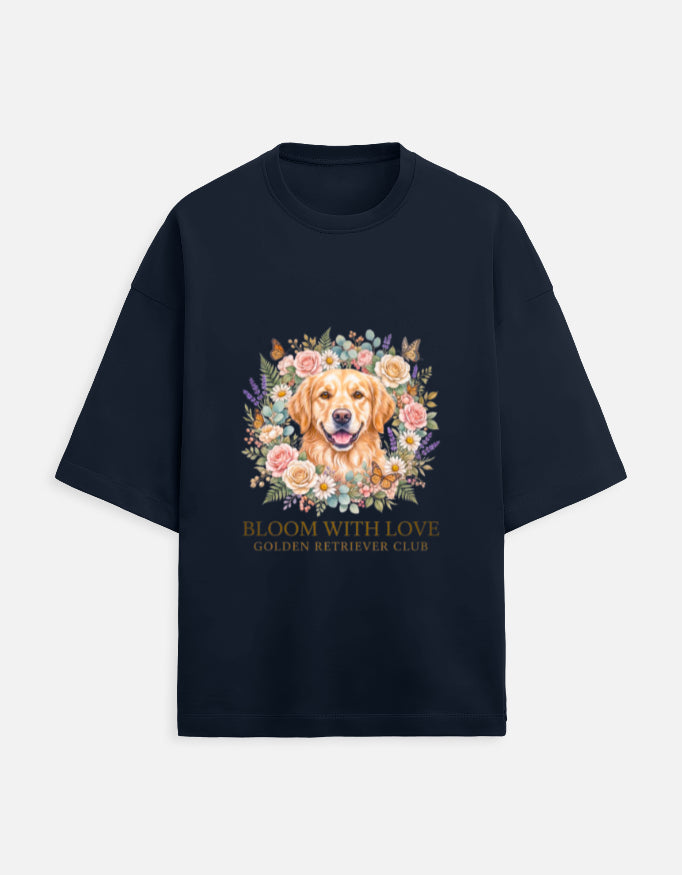 Bloom With Love Golden Retriever Club T-Shirt | Cute Dog Lover Graphic Tee | Unisex Cotton Printed Tshirt India