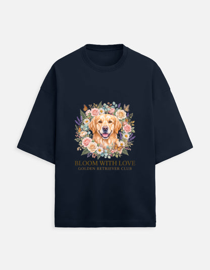 Bloom With Love Golden Retriever Club T-Shirt | Cute Dog Lover Graphic Tee | Unisex Cotton Printed Tshirt India