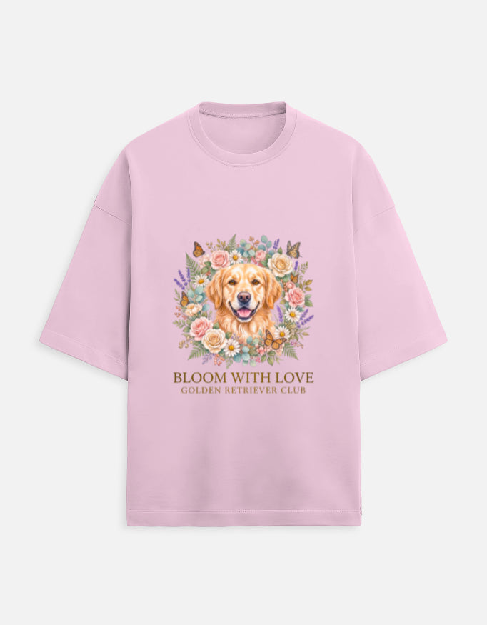 Bloom With Love Golden Retriever Club T-Shirt | Cute Dog Lover Graphic Tee | Unisex Cotton Printed Tshirt India