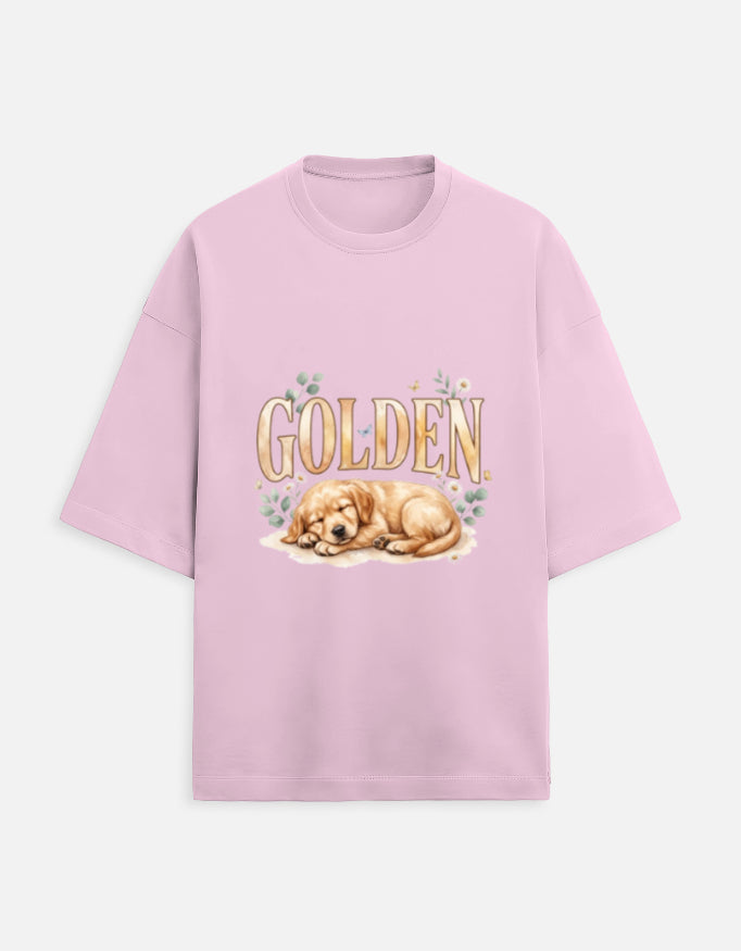 Golden Sleeping Puppy Shirt – Cute Golden Retriever T-Shirt, Floral Dog Lover Tee, Golden Retriever Gift, Dog Mom Shirt
