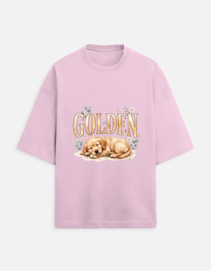 Golden Sleeping Puppy Shirt – Cute Golden Retriever T-Shirt, Floral Dog Lover Tee, Golden Retriever Gift, Dog Mom Shirt