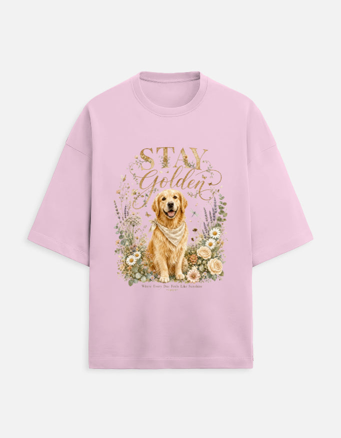 Stay Golden Shirt – Golden Retriever T-Shirt, Floral Dog Lover Tee, Cottagecore Golden Retriever Gift, Dog Mom Shirt
