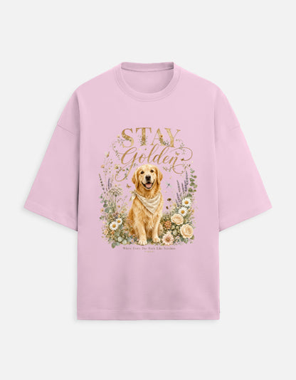 Stay Golden Shirt – Golden Retriever T-Shirt, Floral Dog Lover Tee, Cottagecore Golden Retriever Gift, Dog Mom Shirt