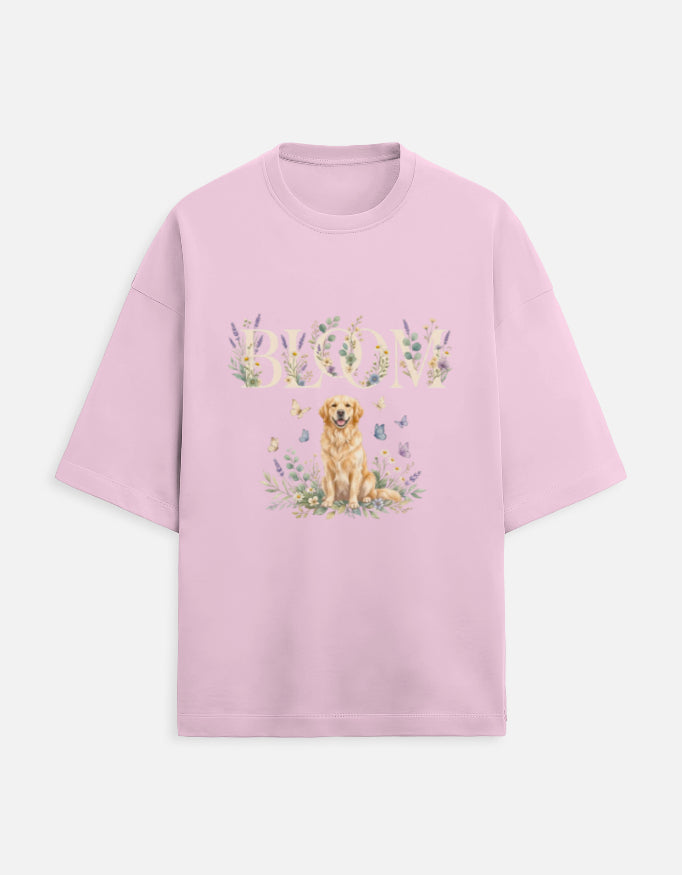 Bloom Golden Retriever Shirt – Floral Dog Lover T-Shirt, Cottagecore Golden Retriever Tee, Dog Mom Gift, Botanical Puppy Shirt