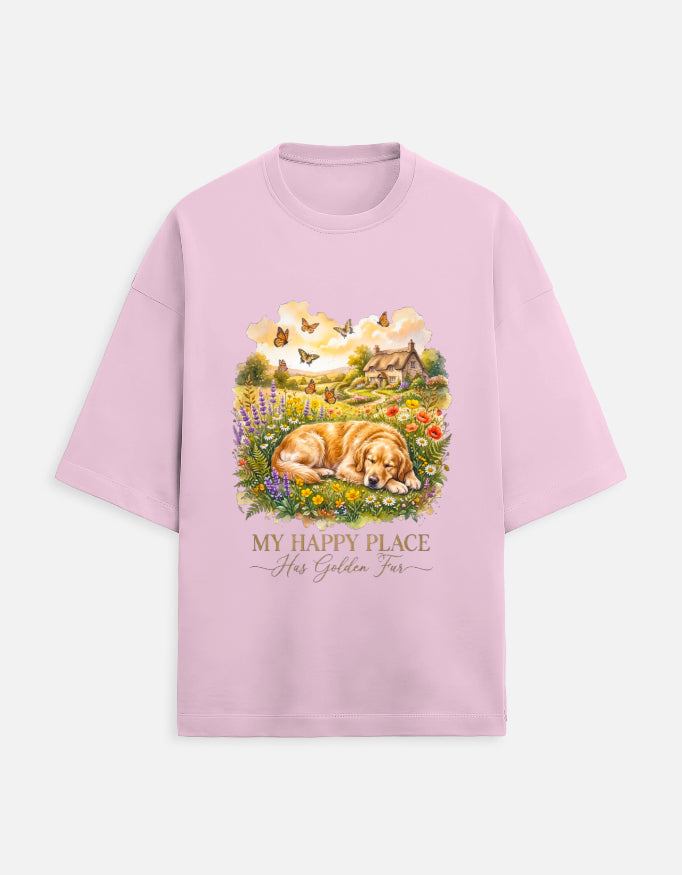 My Happy Place Has Golden Fur Shirt – Golden Retriever T-Shirt