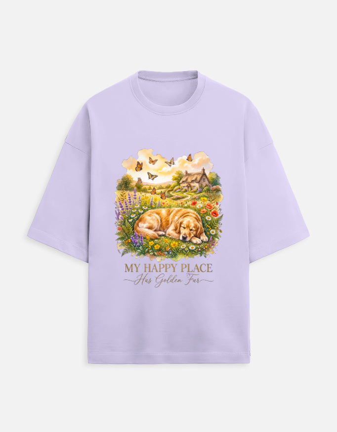 My Happy Place Has Golden Fur Shirt – Golden Retriever T-Shirt