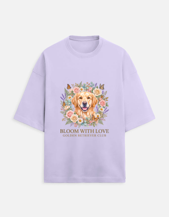 Bloom With Love Golden Retriever Club T-Shirt | Cute Dog Lover Graphic Tee | Unisex Cotton Printed Tshirt India