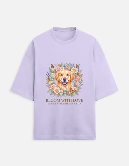 Bloom With Love Golden Retriever Club T-Shirt | Cute Dog Lover Graphic Tee | Unisex Cotton Printed Tshirt India