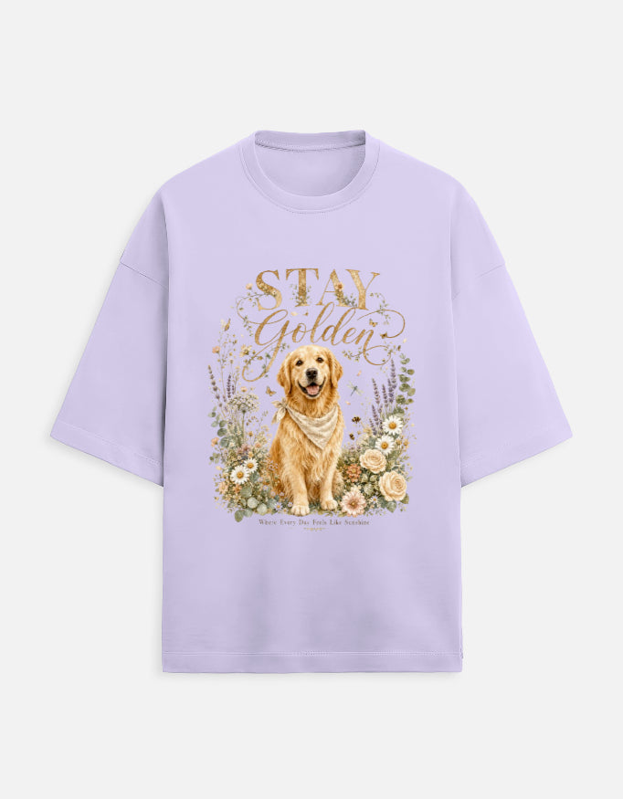 Stay Golden Shirt – Golden Retriever T-Shirt, Floral Dog Lover Tee, Cottagecore Golden Retriever Gift, Dog Mom Shirt