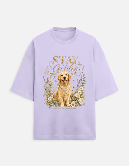 Stay Golden Shirt – Golden Retriever T-Shirt, Floral Dog Lover Tee, Cottagecore Golden Retriever Gift, Dog Mom Shirt