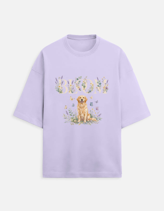 Bloom Golden Retriever Shirt – Floral Dog Lover T-Shirt, Cottagecore Golden Retriever Tee, Dog Mom Gift, Botanical Puppy Shirt