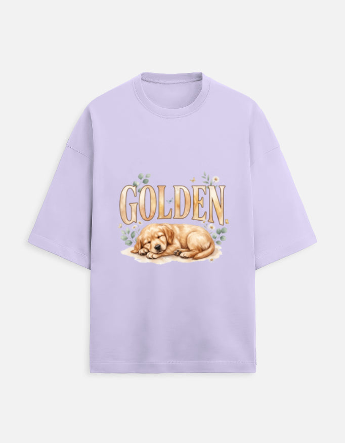 Golden Sleeping Puppy Shirt – Cute Golden Retriever T-Shirt, Floral Dog Lover Tee, Golden Retriever Gift, Dog Mom Shirt