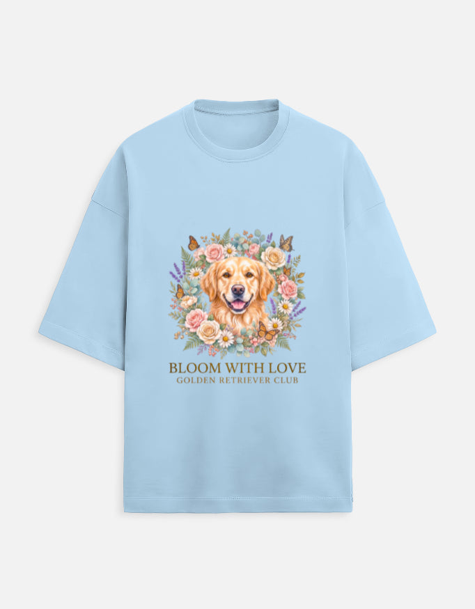 Bloom With Love Golden Retriever Club T-Shirt | Cute Dog Lover Graphic Tee | Unisex Cotton Printed Tshirt India