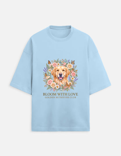 Bloom With Love Golden Retriever Club T-Shirt | Cute Dog Lover Graphic Tee | Unisex Cotton Printed Tshirt India