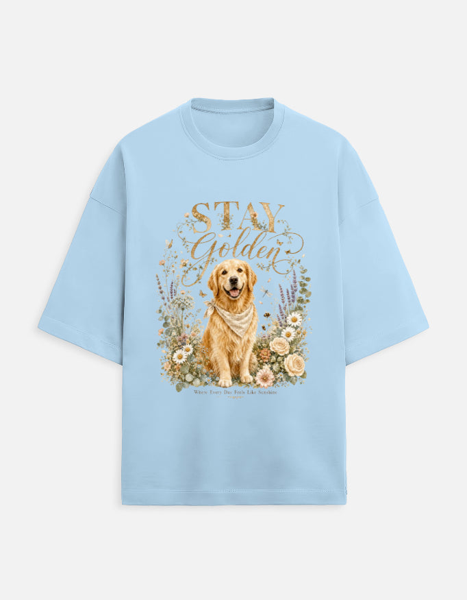 Stay Golden Shirt – Golden Retriever T-Shirt, Floral Dog Lover Tee, Cottagecore Golden Retriever Gift, Dog Mom Shirt